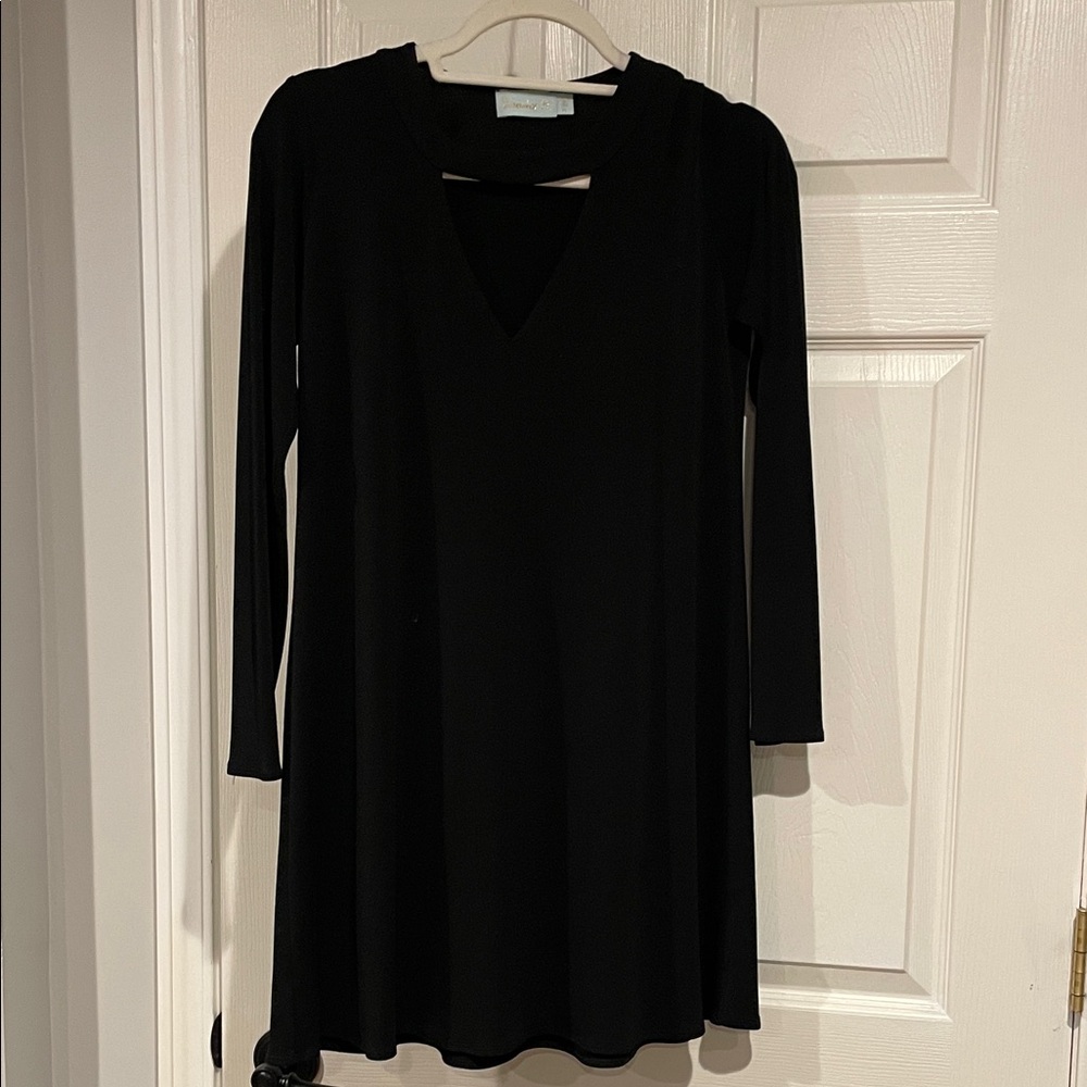 Aqua Black Long Sleeve Dress